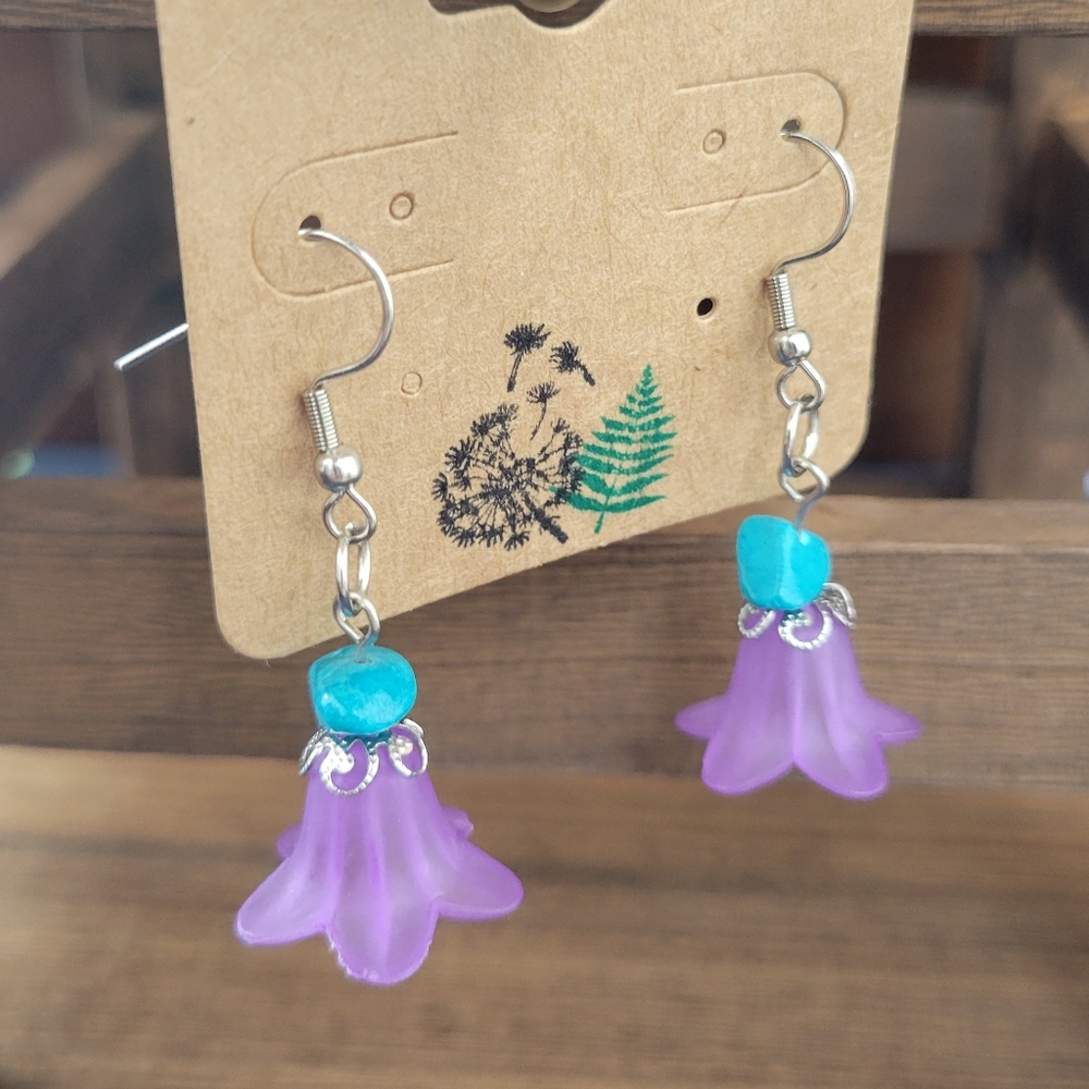 Purple/Blue Fairy & Cottage Core Earrings